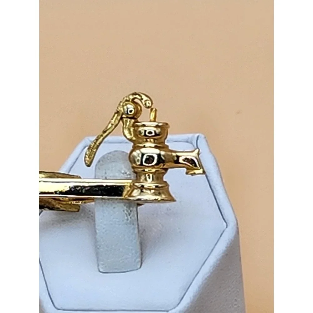 Vtg Water Pump Faucet Movable Handle Gold Plate Tie Clip Bar Tack FREE $HIPPING!
